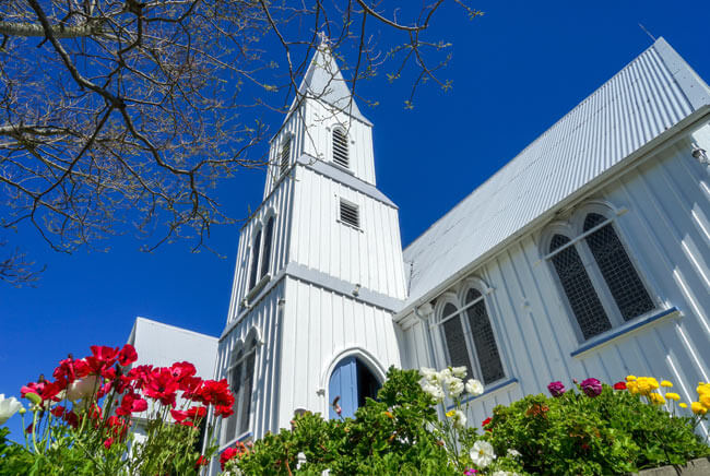 St Peter’s Church in Akaroa, New Zealand, a concert venue for the International Akaroa Music Festival