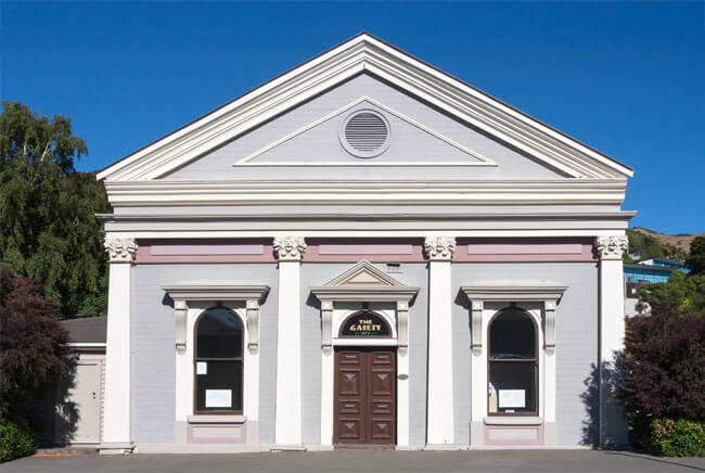 The Gaiety Theatre in Akaroa, historic concert venue for the International Akaroa Music Festival